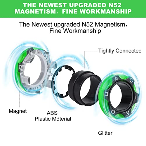 9Pcs Magnetic Ring Fidget Spinner Toys Pack, Tire Style Fingers Magnet Rings, ADHD Stress Relief Magic Fidget Rings for Training Relieves Autism Anxiety, Great Gift for Adults Teens Kids