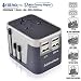 Travel Plug Adapter - 4 USB Charging Ports Wall Charger (Sand Black Grey)- for Type I, Type C, Type G, Type A EU US UK Power Adapter Plug - European Adapter Plugs - World Cruise Travel Plug Adaptor