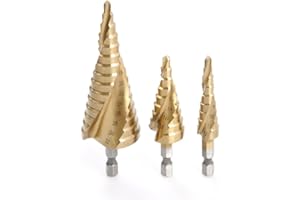 3 Pics Hex Shank HSS Spiral Groove Metric Step Drill Bit Wood Metal Drilling Tool