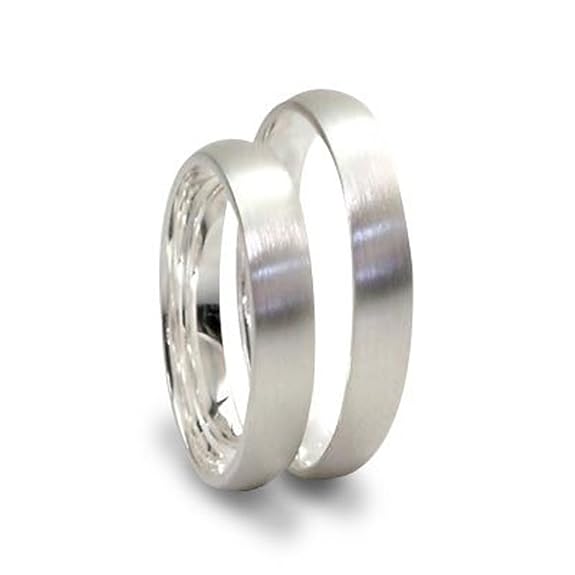 Glanzwelten Set-P-3033 Silberne Trauringe / Partnerringe (Paar) Freundschaftsringe / Eheringe aus 925er Sterlingsilber matt