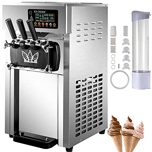 VEVOR Commercial Ice Cream Machine, 3 Flavor Countertop Soft Serve