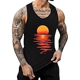 ONLYSTORY Mens Graphic Tank Tops Crewneck Gym Muscle Beach Hawaii Sleeveless Shirts