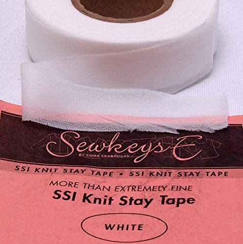 White - 1" Fusible SS1 Knit Stay Tape - More Than Extremely Fine 1" X 25 Yards SewkeysE Knit Interfacing Sold by The 25 Yard Roll (SS1-WH) M494.16