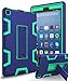All-New Amazon Kindle Fire HD 8 (2017 7th Generation) Case,XIQI Three Layer Hybrid Rugged Heavy duty Shockproof Anti-Slip Case Cover for Fire HD 8 Tablet(2017),Navy Blue/Green