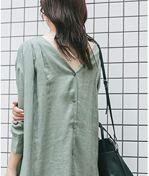 Amazon Kbf Kbf Terre De Linvネックフレアワンピース Green One ワンピース チュニック 通販