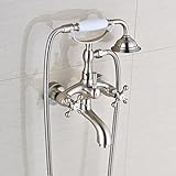 Rozin Two Knobs Mixer Handheld Shower Set Tub Faucet Wall Mounted Brushed Nickel
