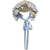 COSDREAMER Girls Women Victorian Bonnets Lace Flowers Tea Party Hats
