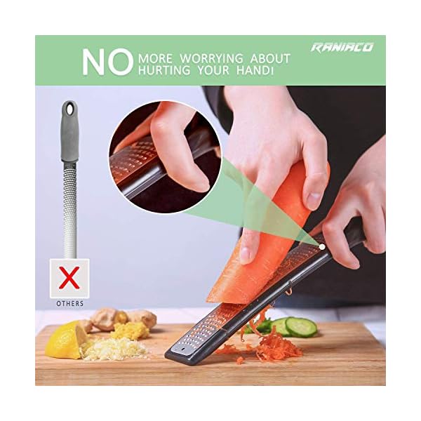 Lemon-Zester-Raniaco-Cheese-Grater-Zester-for-Kitchen-Ginger-Garlic-Nutmeg-Citrus-Garlic-Orange-Chocolate-Vegetables-Fruits-Razor-Sharp-Stainless-Steel-Blade-Protective-Cover-Black Lemon Zester Graters, Raniaco Cheese Grater Zester for Kitchen Ginger Garlic Nutmeg Citrus Garlic Orange Chocolate…