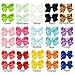 CHLONG 30pcs 4 Inches Grosgrain Ribbon Hair Bow Clips Set for Girls Toddlers Kids Teens 15 Color (4inch-30pcs)