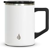 Elemental Insulated Coffee Mug - Triple-Wall Stainless Steel Summit Travel Cup for Hot and Cold Drinks - Thermal Coffee Mug with Lid and Handle for Camping, Office & Travel 16oz - White