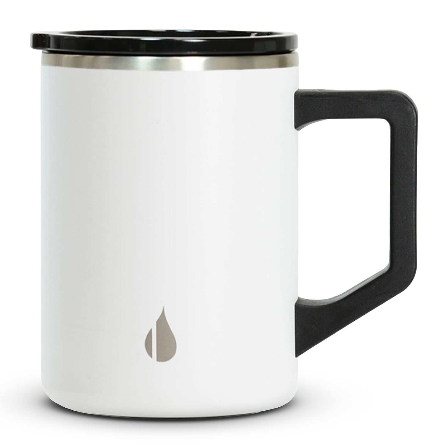 Photo 1 of Elemental Insulated Coffee Mug - Triple-Wall Stainless Steel Summit Travel Cup for Hot and Cold Drinks - Thermal Coffee Mug with Lid and Handle for Camping, Office & Travel 16oz - White