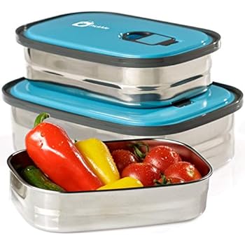 Bento Lunch Box Food Container Storage Set 3 In 1. Leak Proof Stainless Steel Can with Lids. Healthy Takeaway - Kids - Adults For Outdoor Meals. FREE BONUS-Enjoy Fun & Decorative Stickers. BPA Free