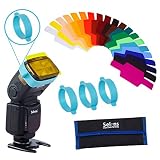 Selens Universal Flash Gels Lighting Filter 20 pcs Combination Kits for Camera Flashlight with 3 Gel-Bands