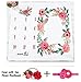 NinkyNonk Floral Baby Monthly Milestone Blanket Photo Props Set Newborn Photo Blanket Backdrop with Flower Headbands (Floral A)