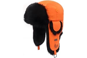 Kurhatic Winter Trapper Hat, Warm 100% Rabbit Fur Aviator Hat, Russian Trooper Hunting Ski Hat