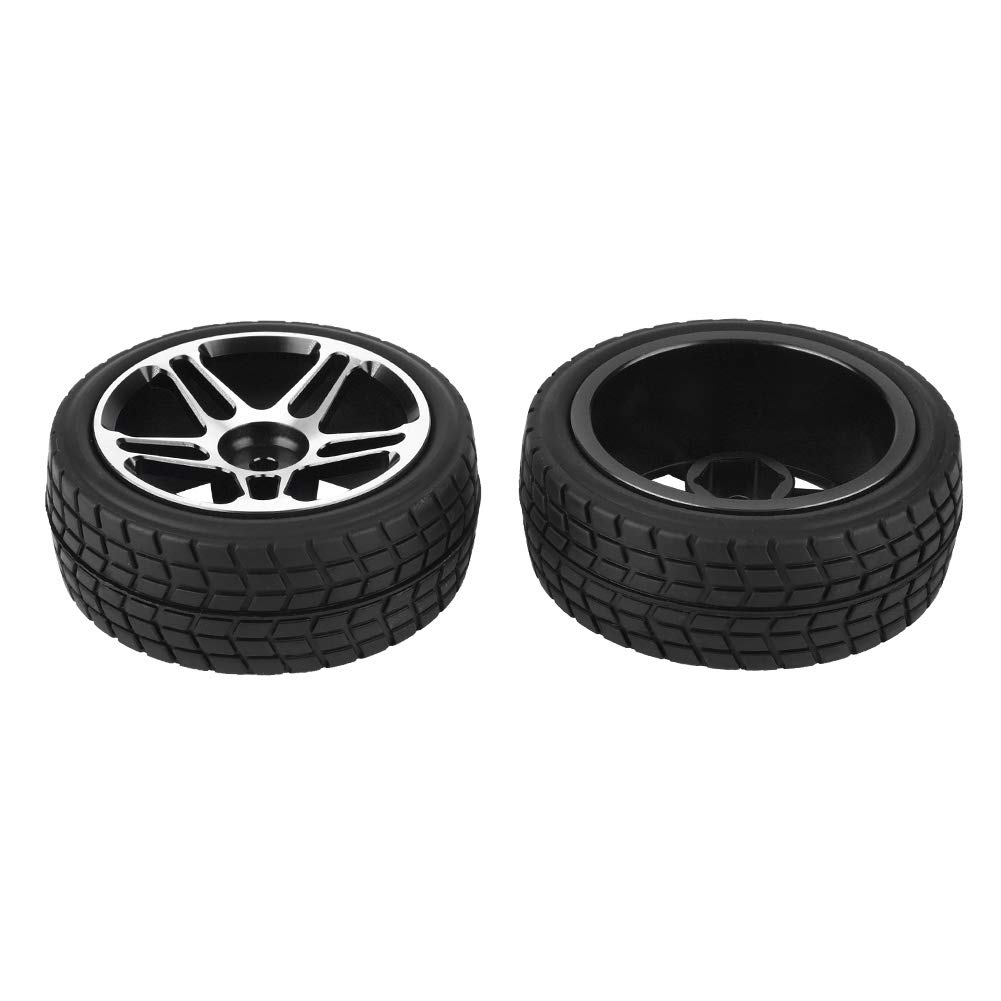 RC Car Tyre, 2PCS 1/10 RC Truck Car Tire Wheel Rubber for ZD Racing On-road Car Part Accessory (Black)