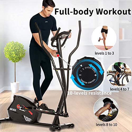 ANCHEER Magnetic Elliptical Exercise Machine for Home Use, Quiet ...