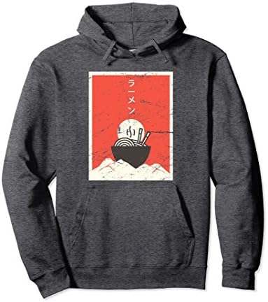 Unisex Vintage Japanese Ramen Anime Hoodie Small Dark Heather