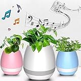 Kanish Sales New Universal Smart Flower Pots Music Bluetooth Speaker with Touch Sensors with LED Decoration Night Light (White)