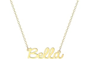 MOMOL 18K Gold Plated Stainless Steel Name Necklace Personalized Custom Name Necklace Customized Nameplate Necklace for Women Girls