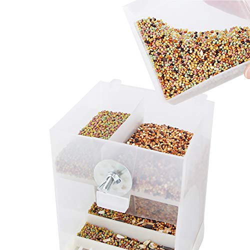Automatic Bird Feeder No Mess for Cage Inside Birds Stuff Cage Accessories Seed Food Container for Small Brids Cockatiel Budgerigar Macaw Finch Budgie Parakeet Conure Canary Parrots Lovebird