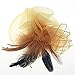 Navifoce Fashion Women's Flower Feather Mesh Net Fascinator Beaded Cocktail Headwear with Hair Clip and Brooch (Light Yellow)