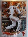 2013 Topps Chrome Baseball #215 Dominic Brown Trading Card in a Protective Case With a Small Stand - Philadelphia Phillies