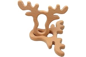 Beech Wooden Antler Montessori Toys Home Decorations Wood Cartoon Animal Craft for Painting Party Photography Tabletop Adorns
