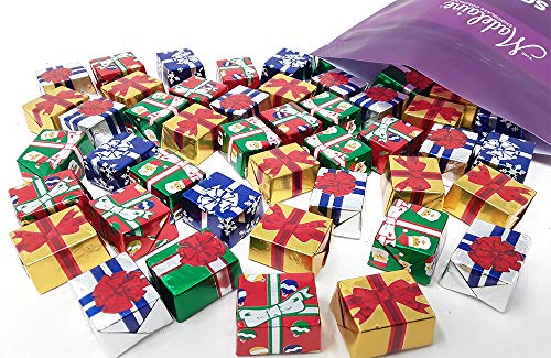 Madelaine Solid Premium Milk Chocolate Christmas Presents, (1/2 LB) Wrapped In Italian Foils, Featuring Assorted Gift Wrap Designs (Half Pound)