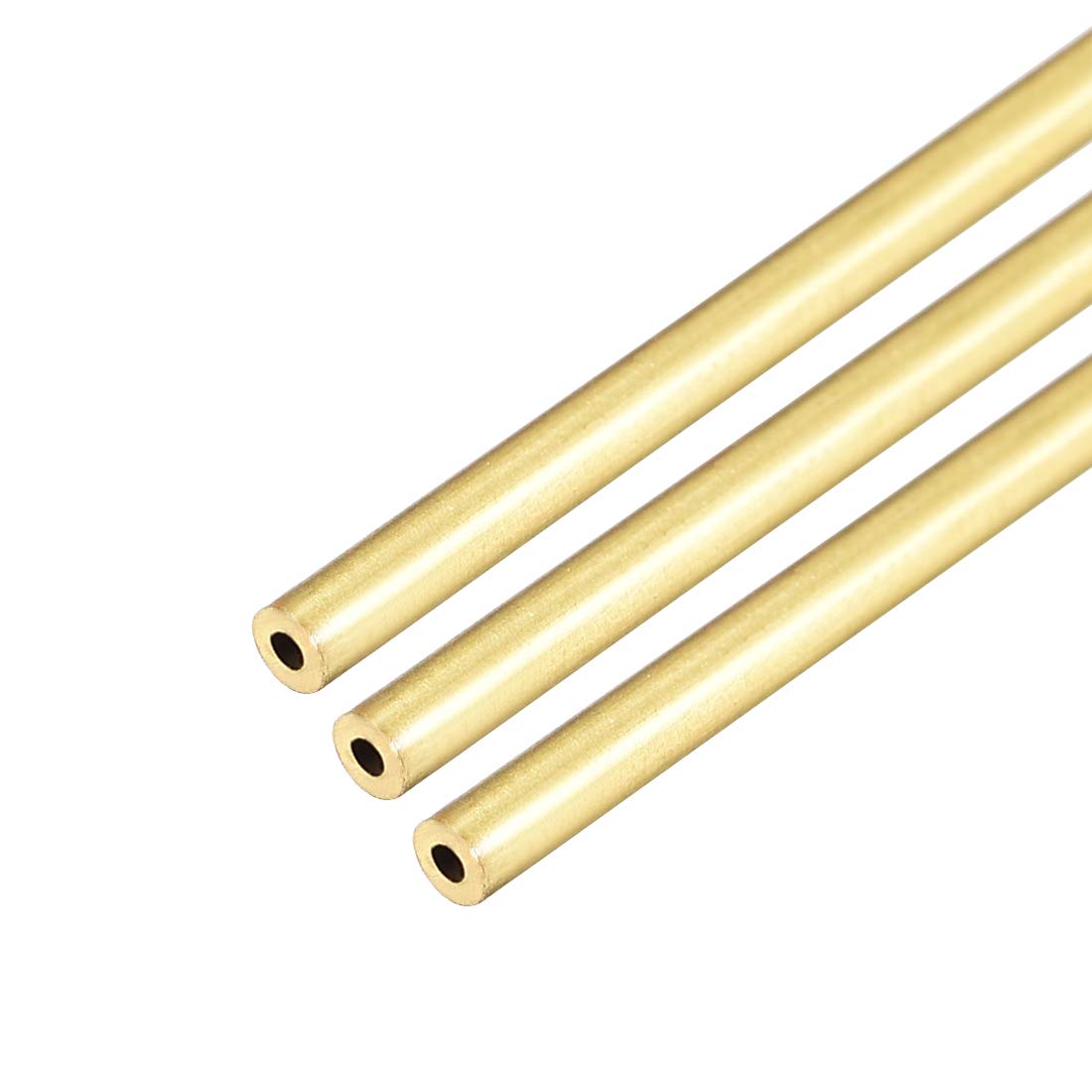 sourcing map Brass Round Tube, 300mm Length 2mm OD 0.5mm Wall Thickness, Seamless Straight Pipe Tubing 3 Pcs