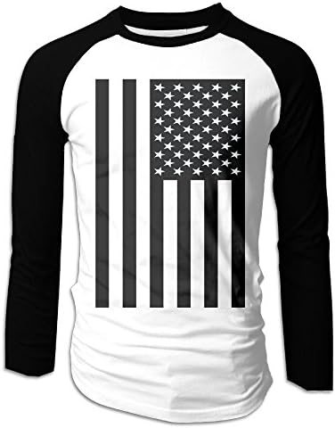 SuperBlu American Flag Men Long Sleeve Raglan T-Shirt Black M