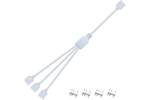 1 Pack White ARGB Splitter Cable, 5V 3Pin Addressable RGB 1 to 3 Y Splitter Cables, for Computer Chassis ARGB PC fans, 1 to 3