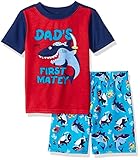 The Children's Place Little Boys and Toddler Dad Shark Pajamas, Sail Red, 5T