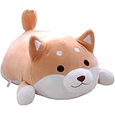 Shiba Inu Dog Plush Pillow, Soft Cute Corgi Stuffed Animals Doll Toys Gifts for Valentine, Christmas, Birthday, Bed, Sofa Chair (Brown Round Eye, 21.3in)