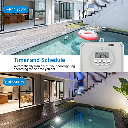 DEWENWILS Pool Pump Timer, Digital Timer Box, 2HP 40A 120277 VAC, 7