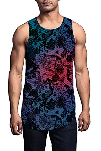 Hipster men long tank tops casual longline hip hop 3d print custo…