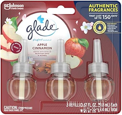 Amazon Com Glade Plugins Refills Air Freshener Scented And Essential Oils For Home And Bathroom Apple Cinnamon 2 01 Fl Oz 3 Count Health Personal Care