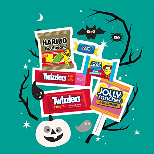 HARIBO, JOLLY RANCHER AND TWIZZLERS MINIATURES ASSORTED FRUIT FLAVORED, HALLOWEEN CANDY BULK BAG, 73.54 OZ (235 PIECES)