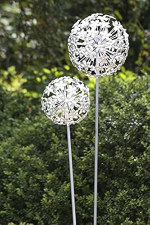 Gartenstecker Pusteblume Silber Metallh 160cm Amazon De Garten