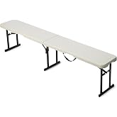 Amazon Basics 6-Foot Portable Folding Bench with Carrying Handle, Safety Lock, Space-Saving Storage, for Indoor &amp; Outdoor Use, White
