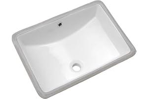 Lordear Rectangular Undermount Bathroom Sink 21x14 inch White Rectangle Bathroom Sinks Undermount White Porcelain Ceramic Lavatory Bathroom Vanity Sink with Overflow