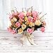 LY EMMET Artificial Rose Bouquets with Ceramics Vase Fake Rose Flowers Decoration for Table Home Office Wedding-Pink