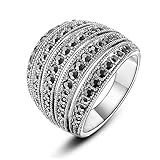 Mytys Retro Classic Black Marcasite Crystal Rows Dome Rings