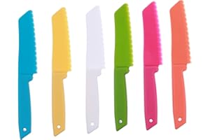 PRETYZOOM Kid Safe Cake Cutters and Fruit Knives 6pcs Plastic Serrated Edges Child Safety Kitchen Tools