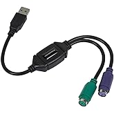 Monoprice PS/2 Keyboard/Mouse to USB Converter Adapter, Black