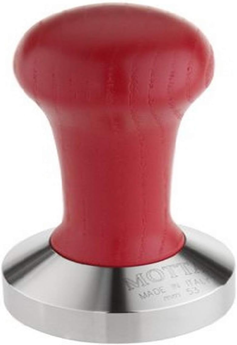 Motta8140/R Professional Flat Base Coffee Tamper, 53 mm, Red Handle
