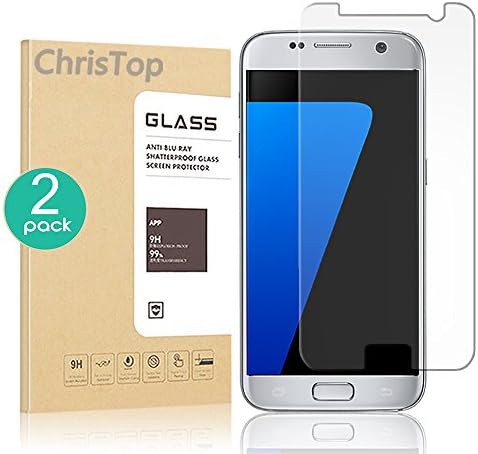 [2 Pack] Galaxy S7 Screen Protector, Chris Top Glass Protector [Tempered Glass] 9H Hardness, Bubble Free [Case Friendly]