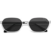 SOJOS Trendy Polarized Hexagon Sunglasses for Women Men, UV400 Retro Rectangle Shades SJ1238