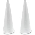Bright Creations 2 Pack Foam Cones for Crafts, DIY Art Projects, Handmade Gnomes, Trees, Holiday Decorations (5.25x14.5, White)