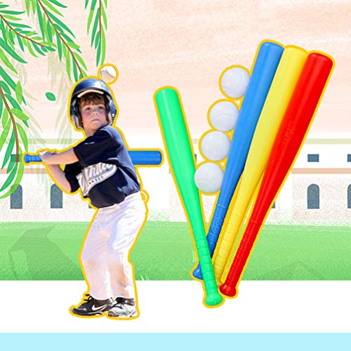 image for LIOOBO 4 Sets Plastic Baseball Bat Kit with Baseball Toy for Kids Chil